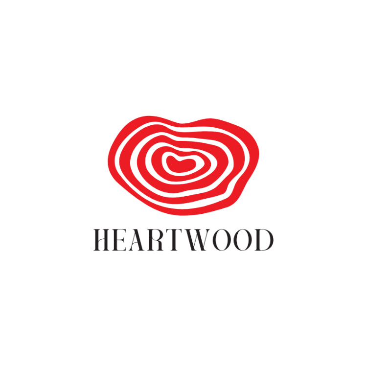 heartwood logo bespoke kitchens red and white wood rings design with font