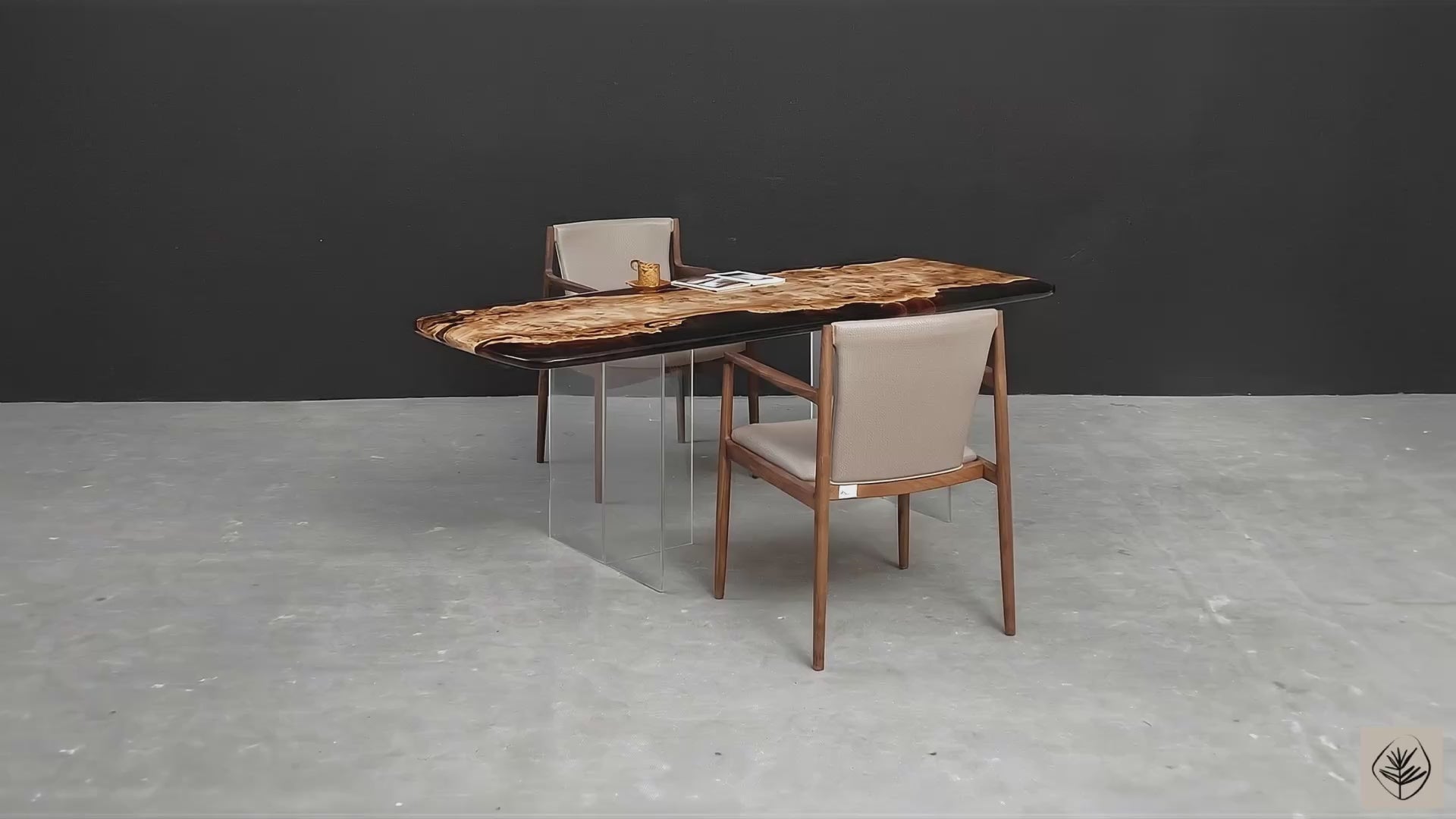 Contemporary Synthesis dining table in solid hardwood with epoxy resin
