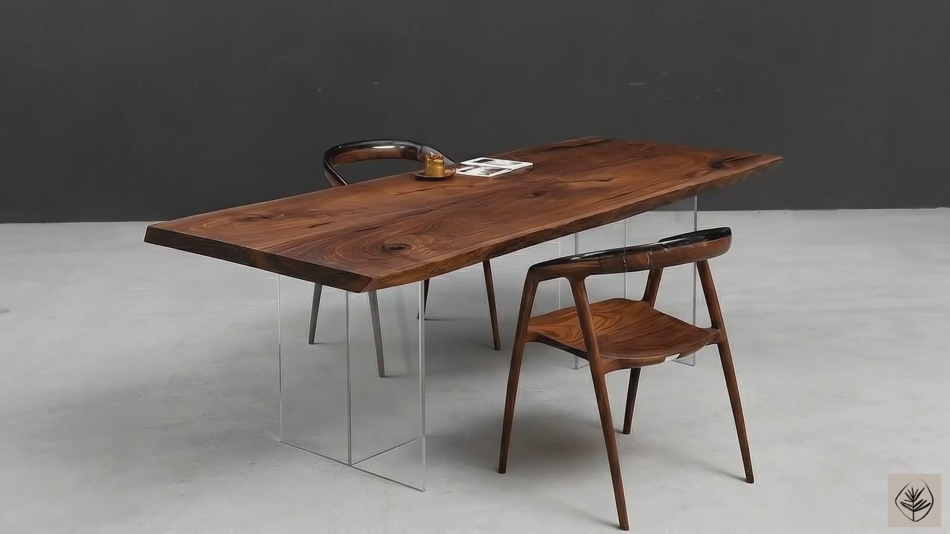 Resonance table in book-matched North American black walnut by Woodslabs