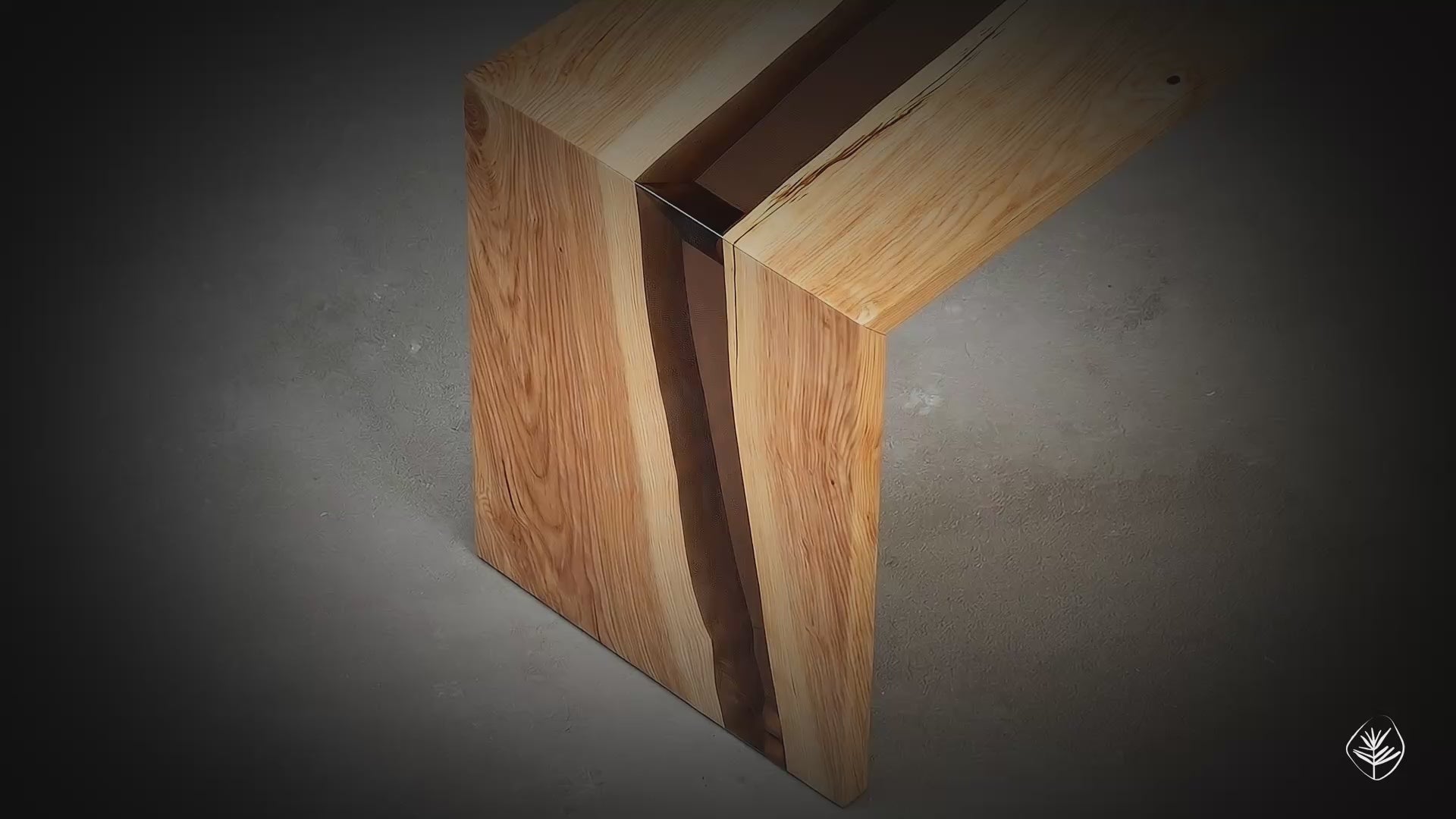 Bridge of Stillness bench in solid wood with epoxy resin river, sculptural live edge seating