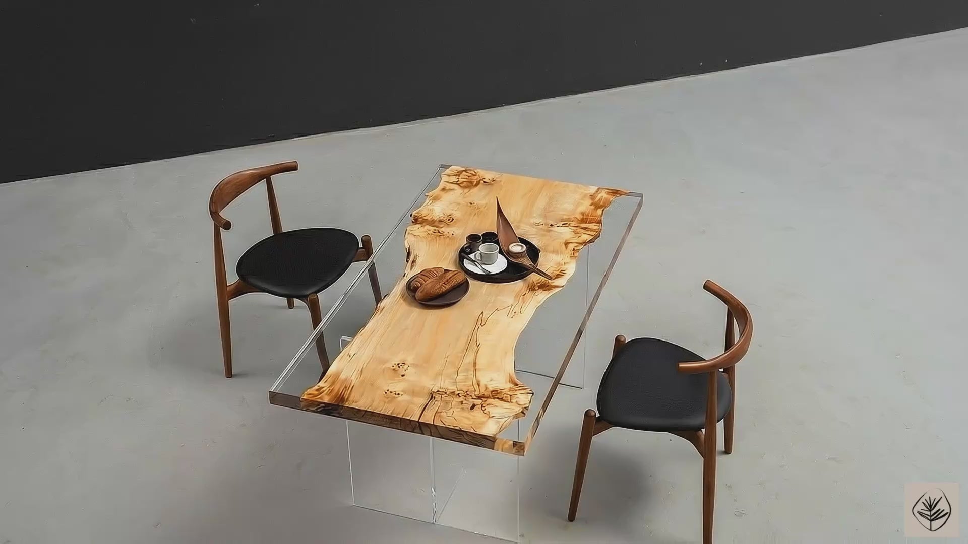 Clarity Prism table in poplar wood encased in clear resin by Woodslabs