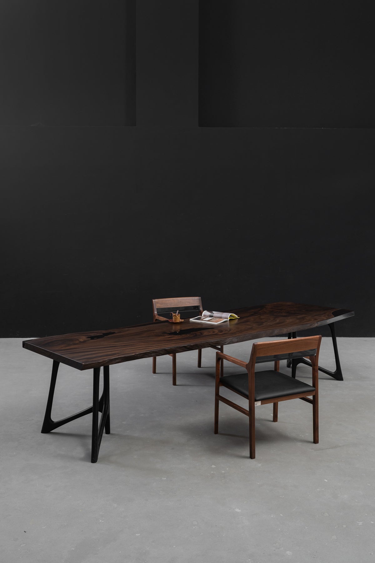 Southern Lines Meridian rainwood dining table shown in situ, demonstrating scale, balance, and architectural clarity.