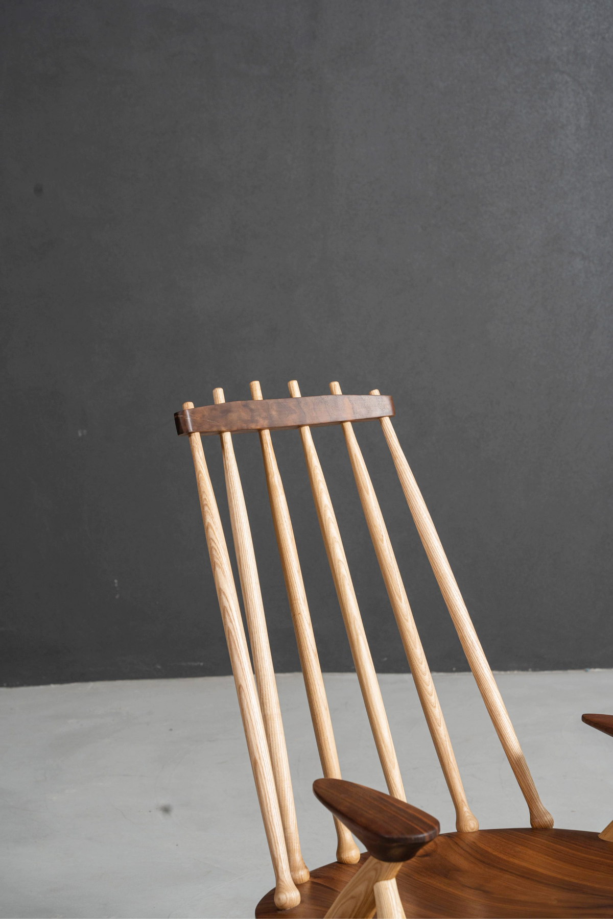 Close-up of back-to-seat connection, demonstrating precision joinery and ergonomic design.