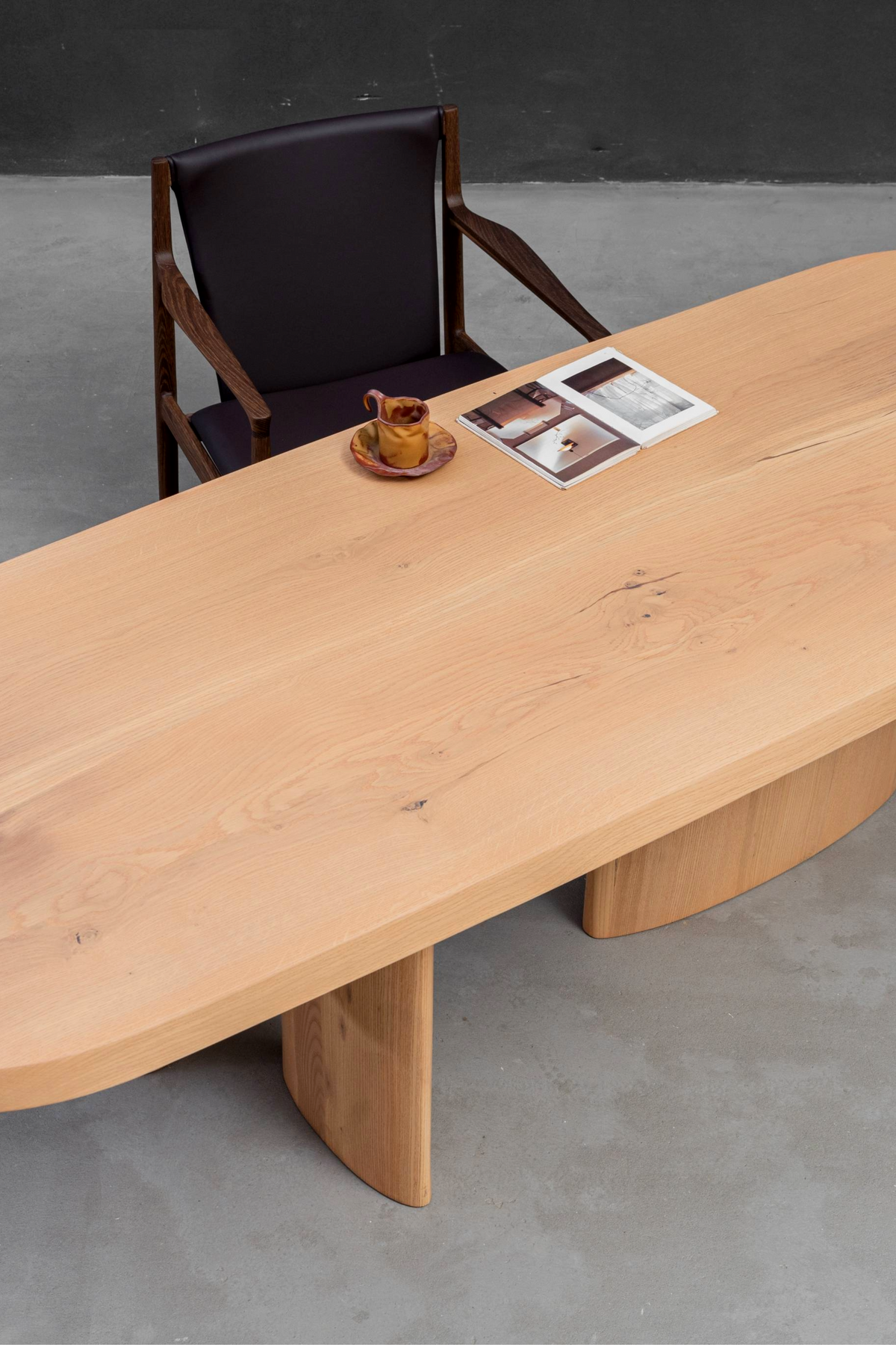 Angled top view of the Fusion Table highlighting the white ash wood's natural grain and light tone.